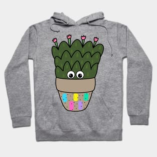 Cute Cactus Design #273: Cactus With Blooms In Abstract Pot Hoodie